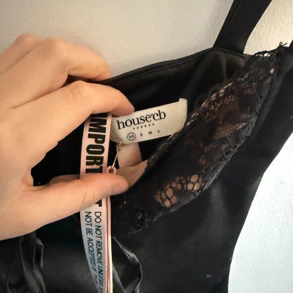 SOLD House of CB - Adriana black satin and lace mini dress XS, A-C cup - Picture 5 of 6